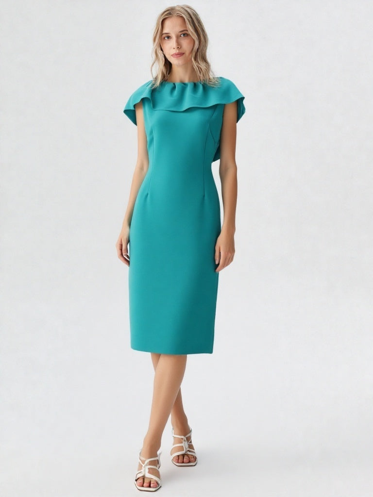 Emerald green ruffled dress