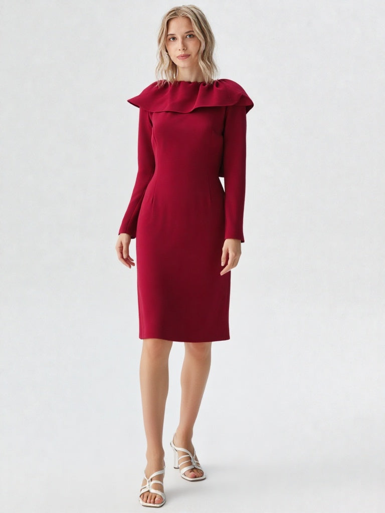 Marsala ruffle dress