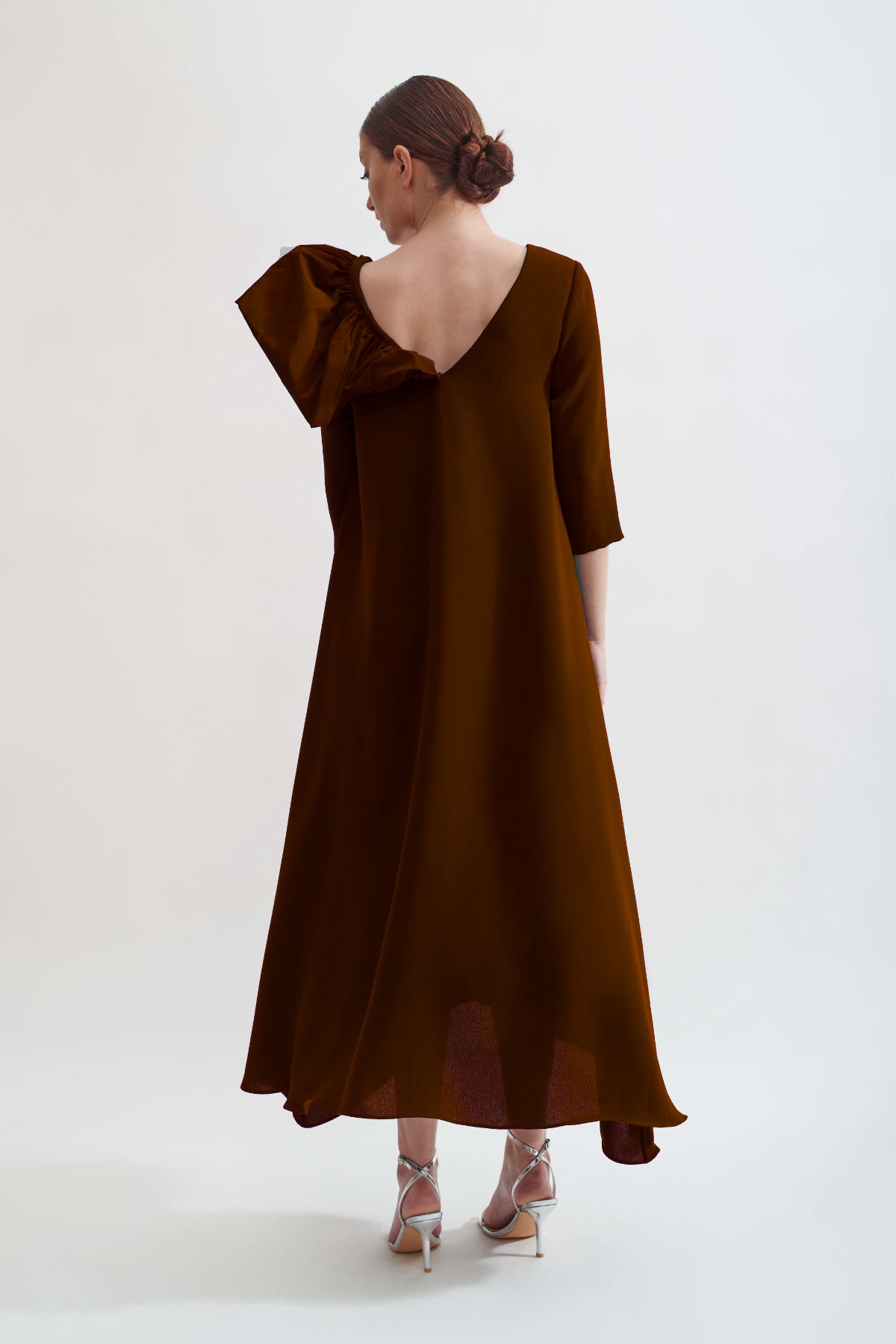 Vestido Laura manga larga marrón - Boüret