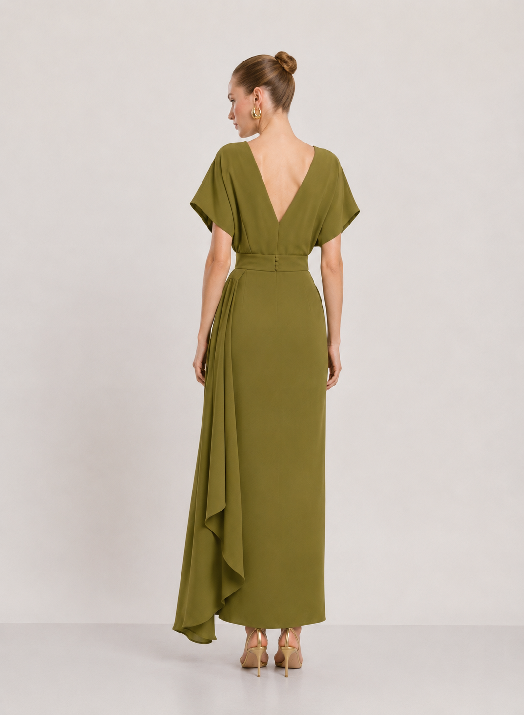 Vestido Setsuna midi verde oliva
