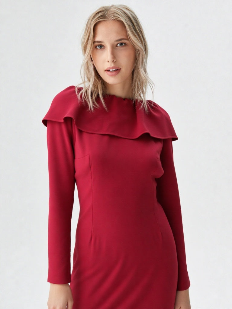 Marsala ruffle dress