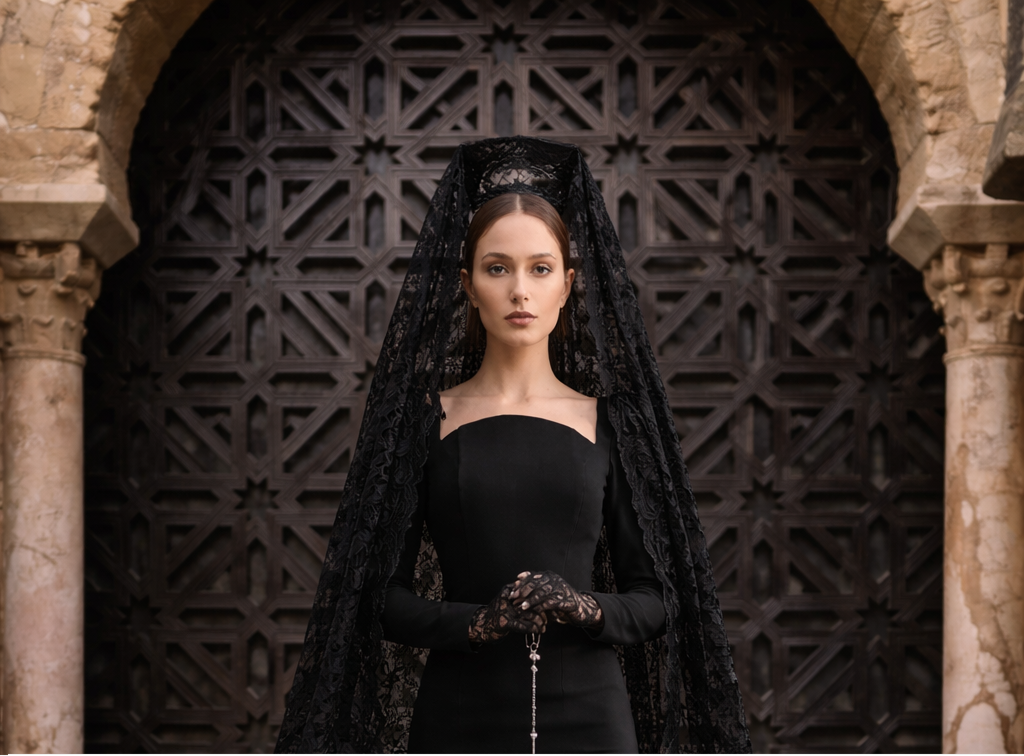 Vestido para mantilla negra: dos propuestas de Boüret que combinan tradición y diseño