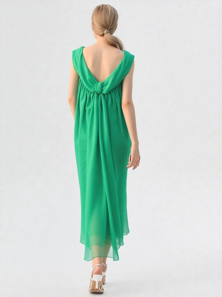 Vestido de seda esmeralda