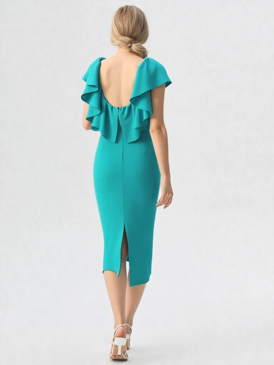 Emerald green ruffled dress