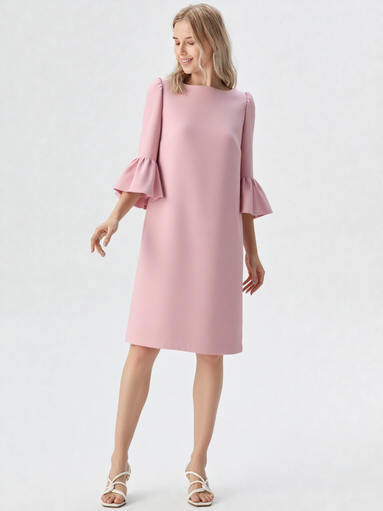 Vestido rosa palo evasé