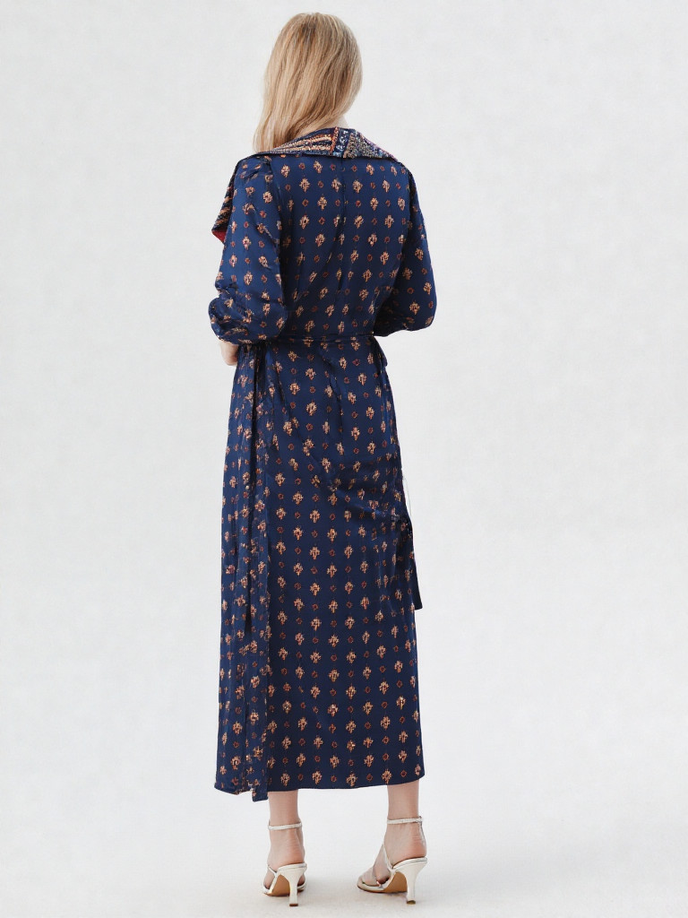 Vestido estampado midi corbatero