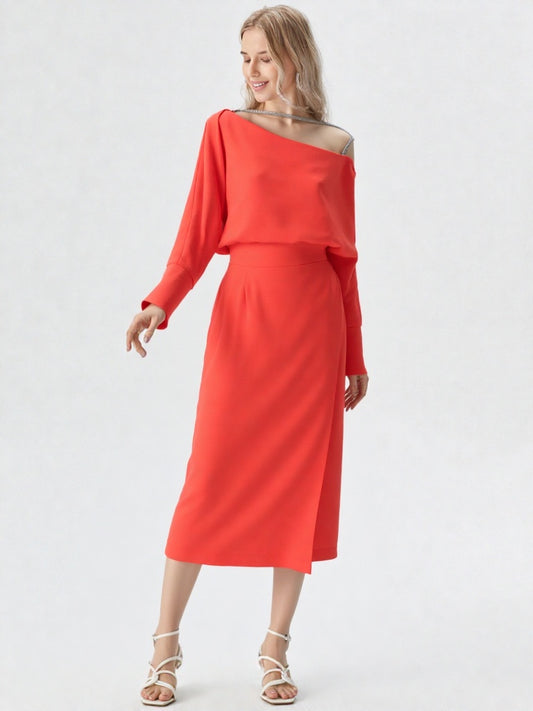 Luna Diamante coral sleeve dress