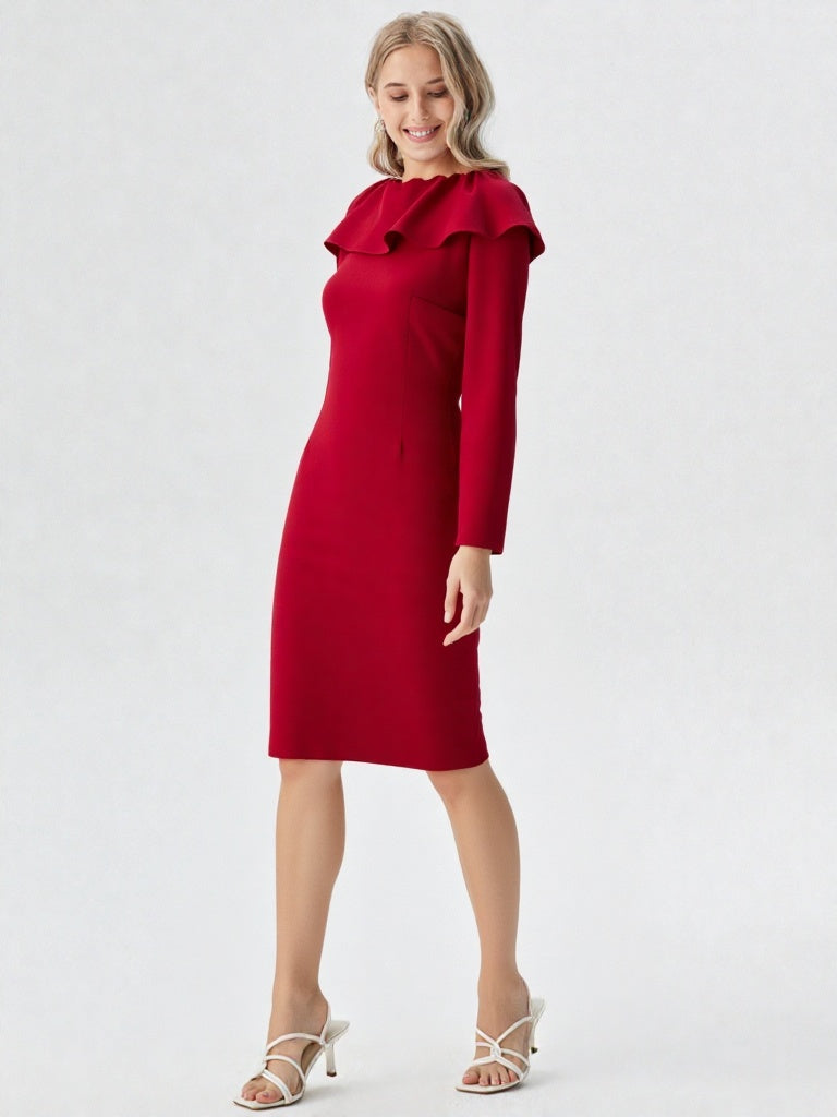 Marsala ruffle dress