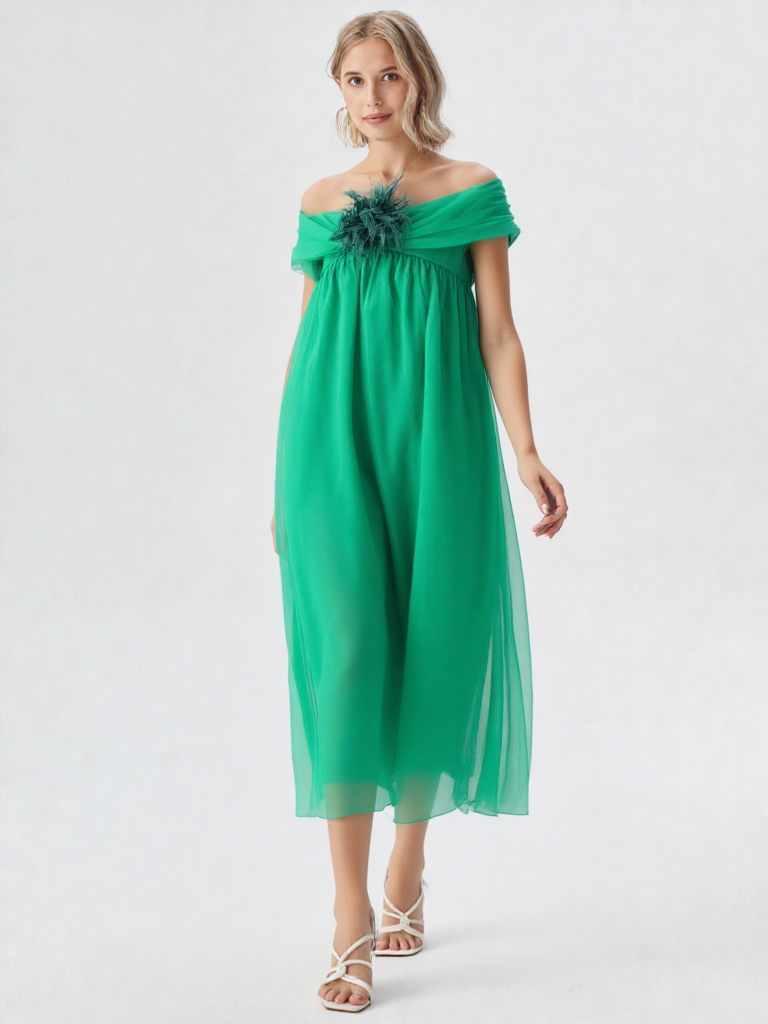 Vestido de seda esmeralda