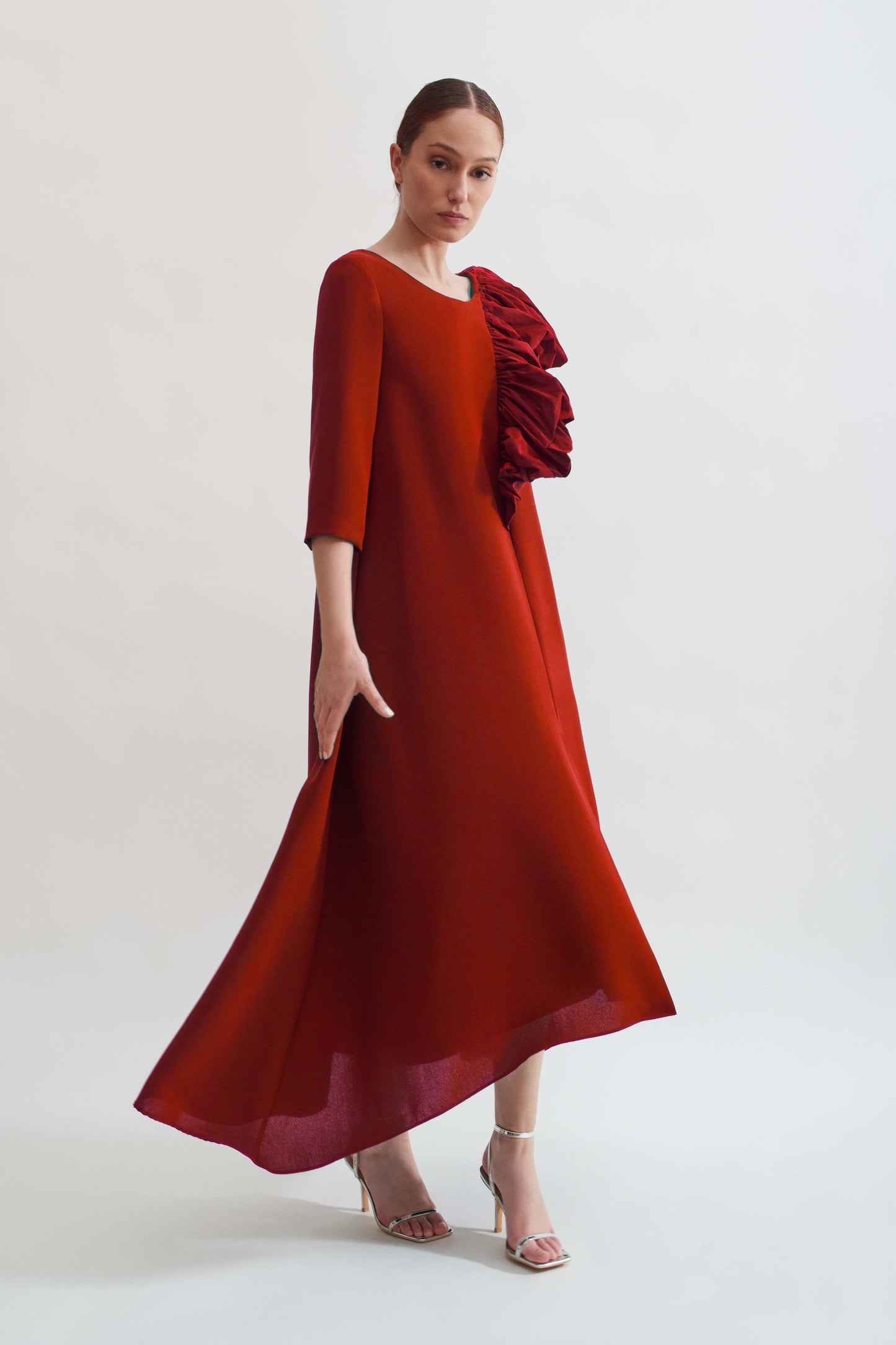 Vestido Laura rojo manga