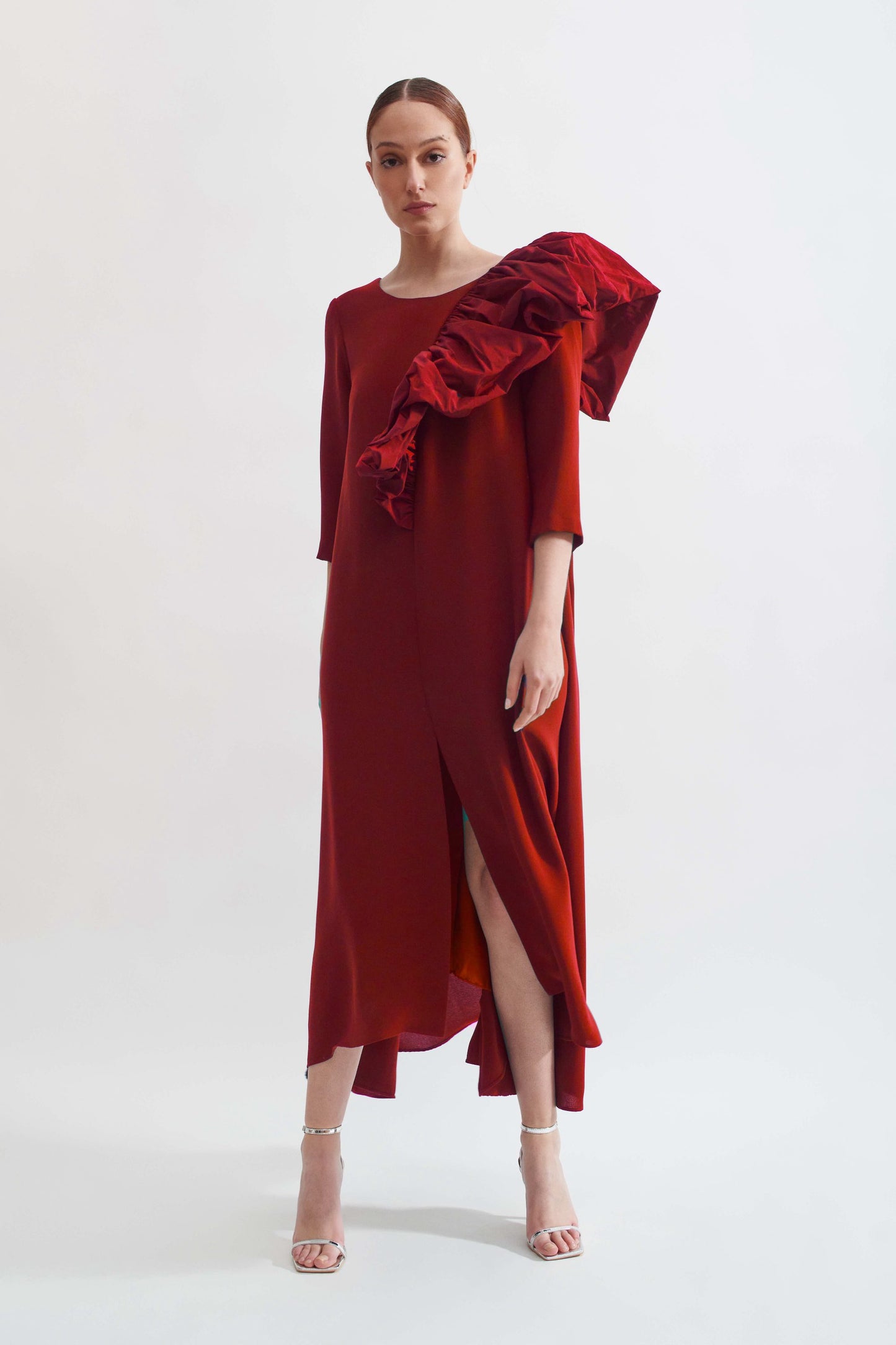 Vestido Laura rojo manga