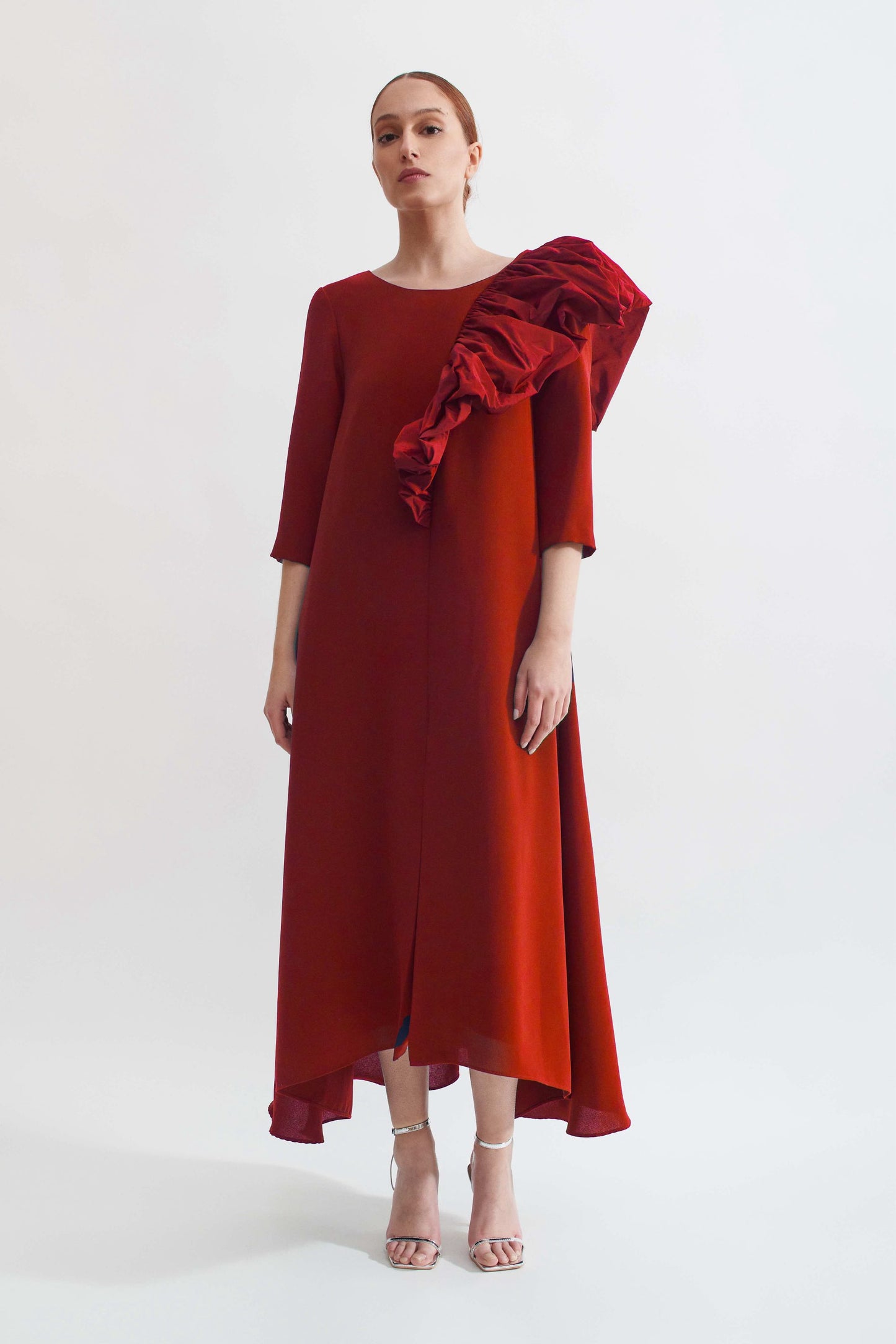 Vestido Laura rojo manga