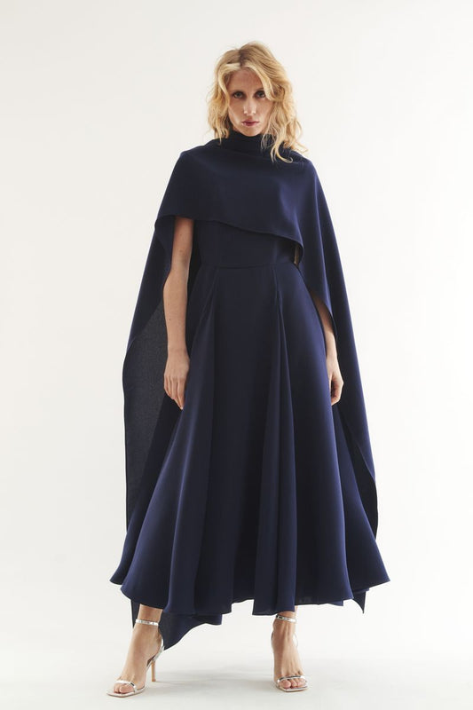 Vestido Brava marino con capa