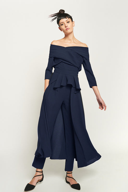 Total Look Kate manga larga marino