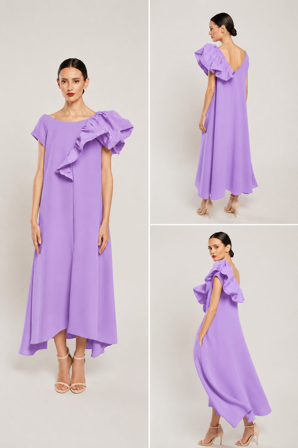 Vestido Laura manga corta lila