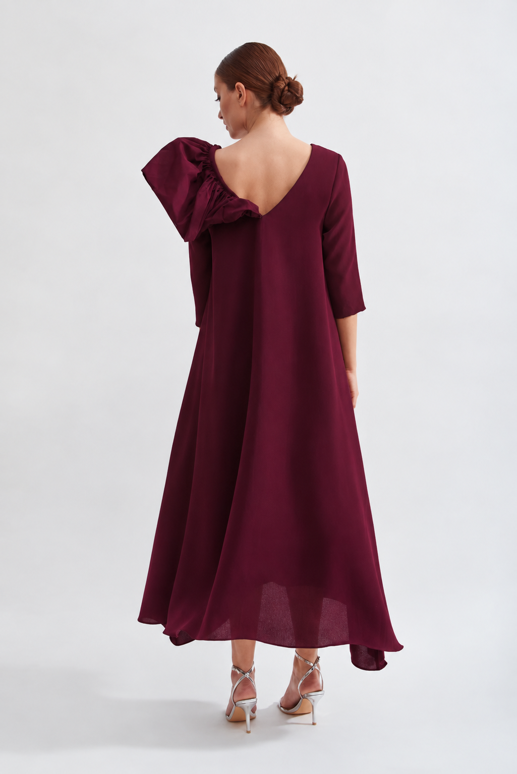 Vestido Laura manga burdeos