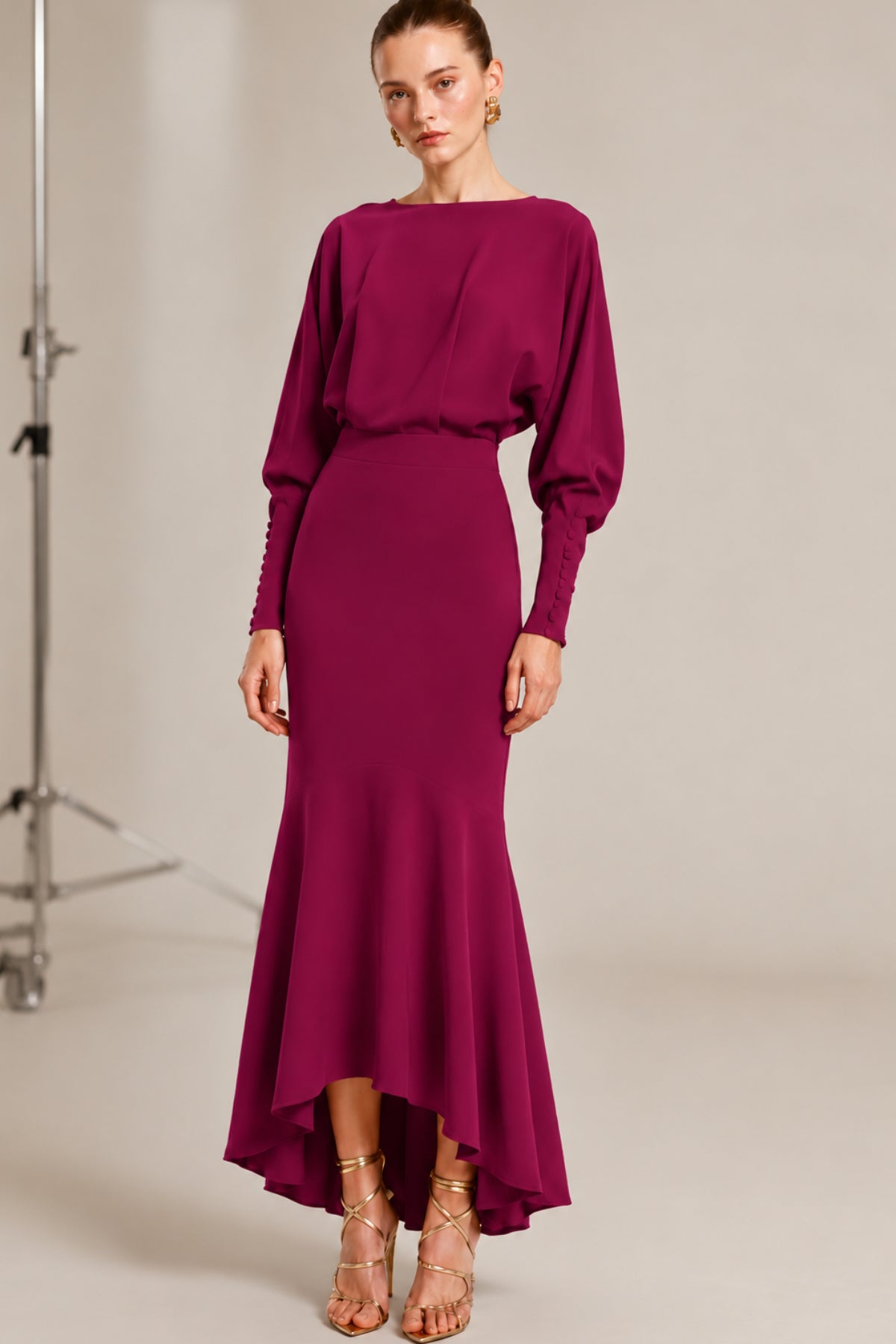 Burgundy Iko midi dress