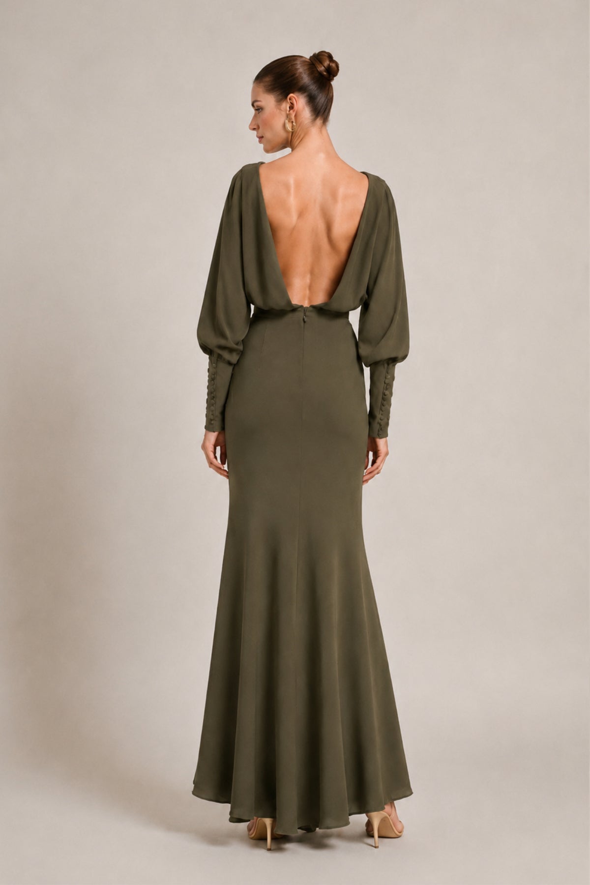 Vestido midi Iko verde caqui