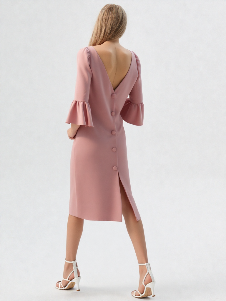 Vestido rosa palo evasé