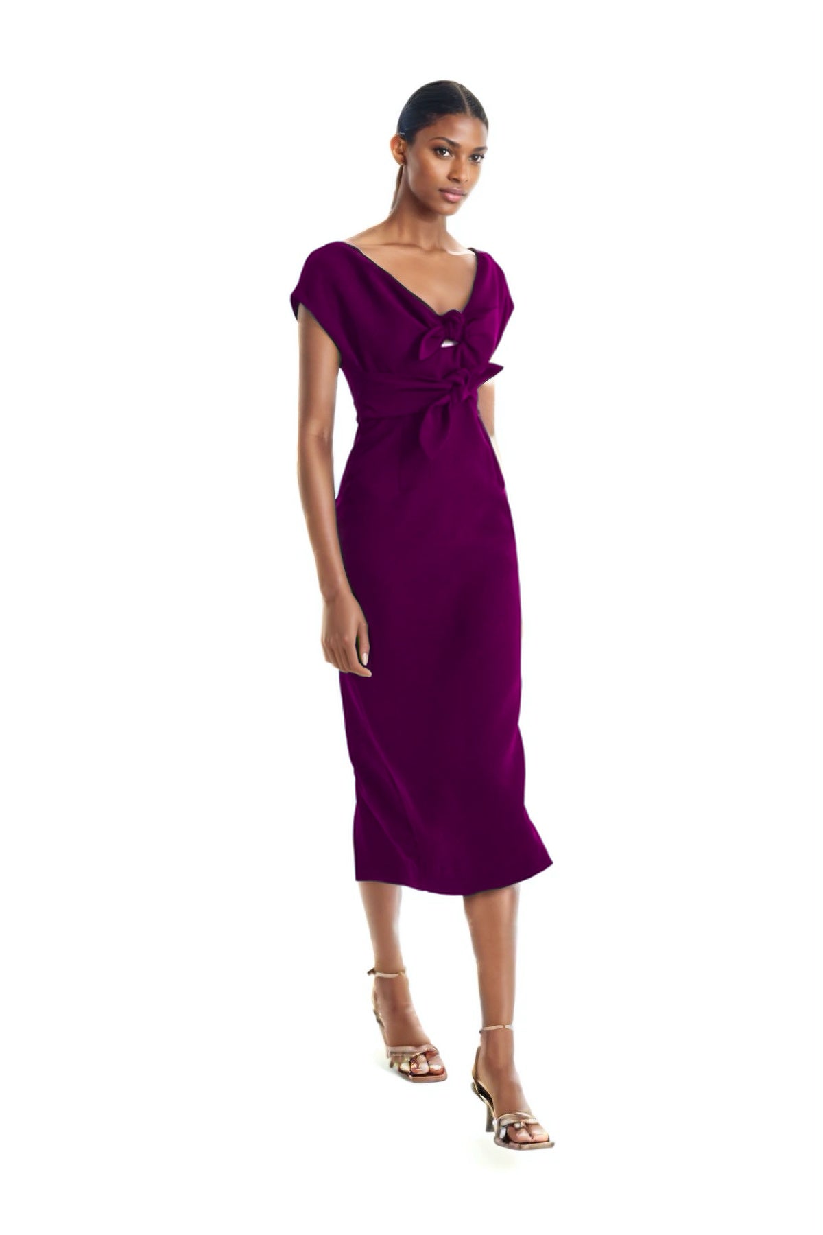 Cithera midi burgundy dress