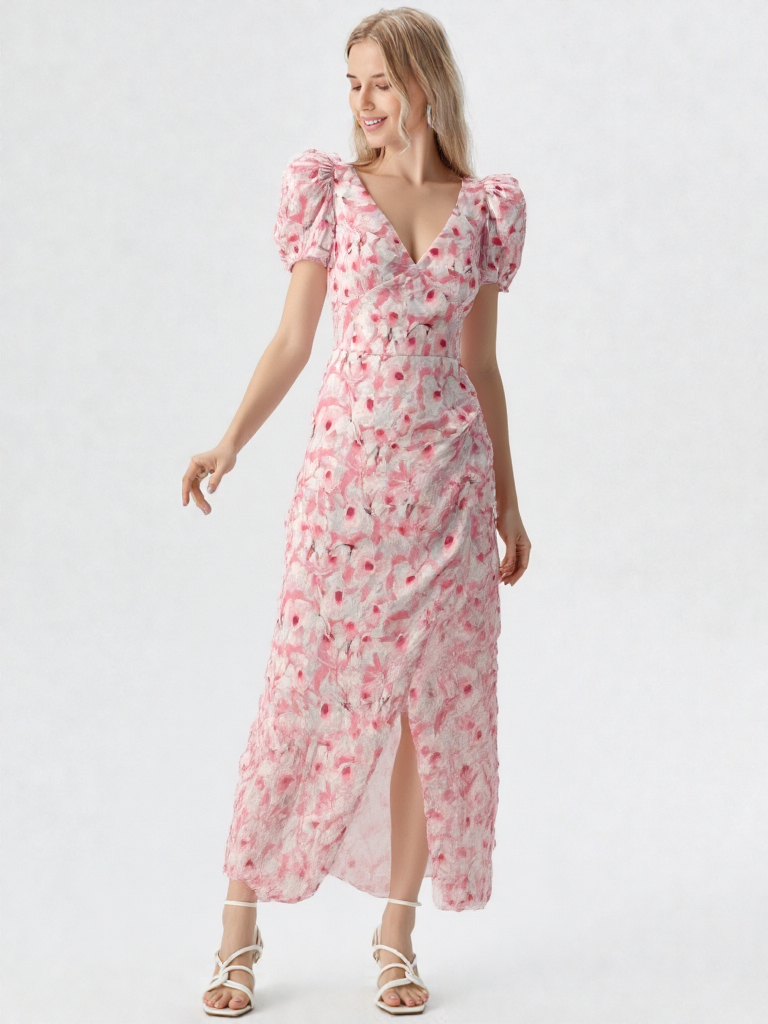 Vestido estampado satén midi