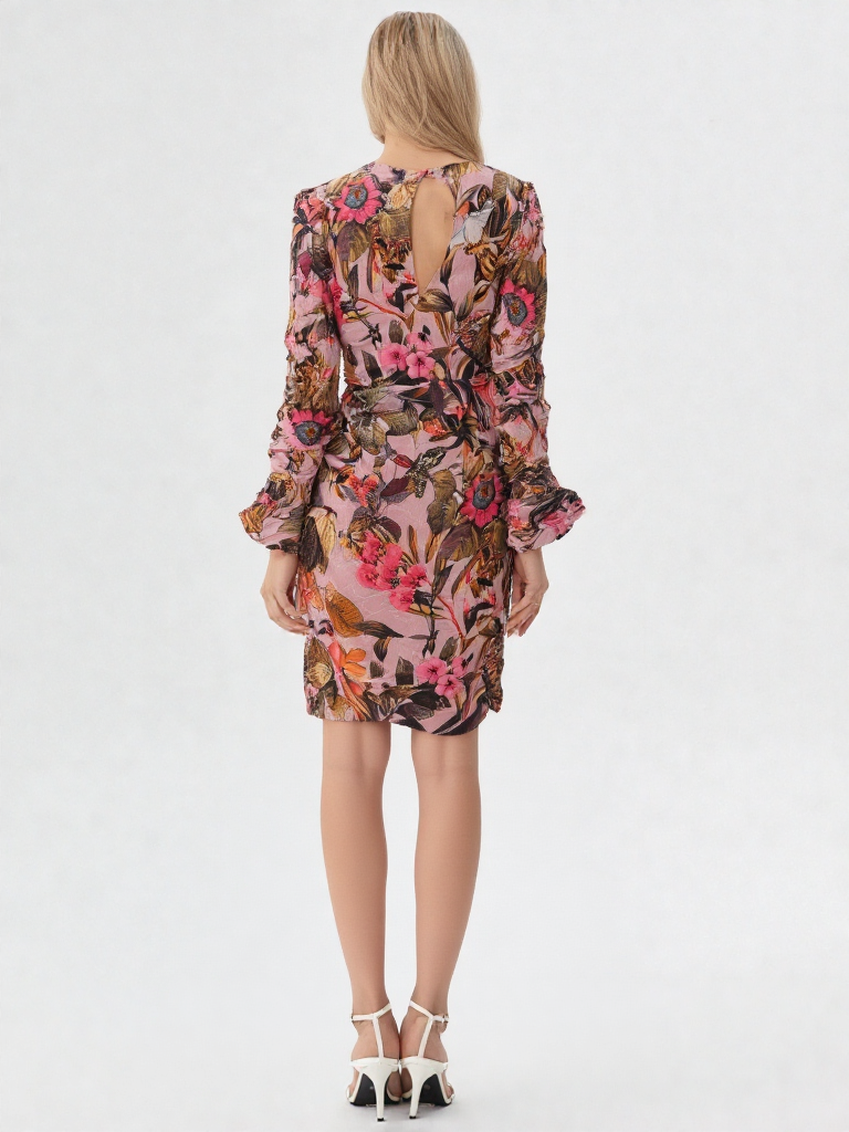 Vestido estampado corto lazo lunares