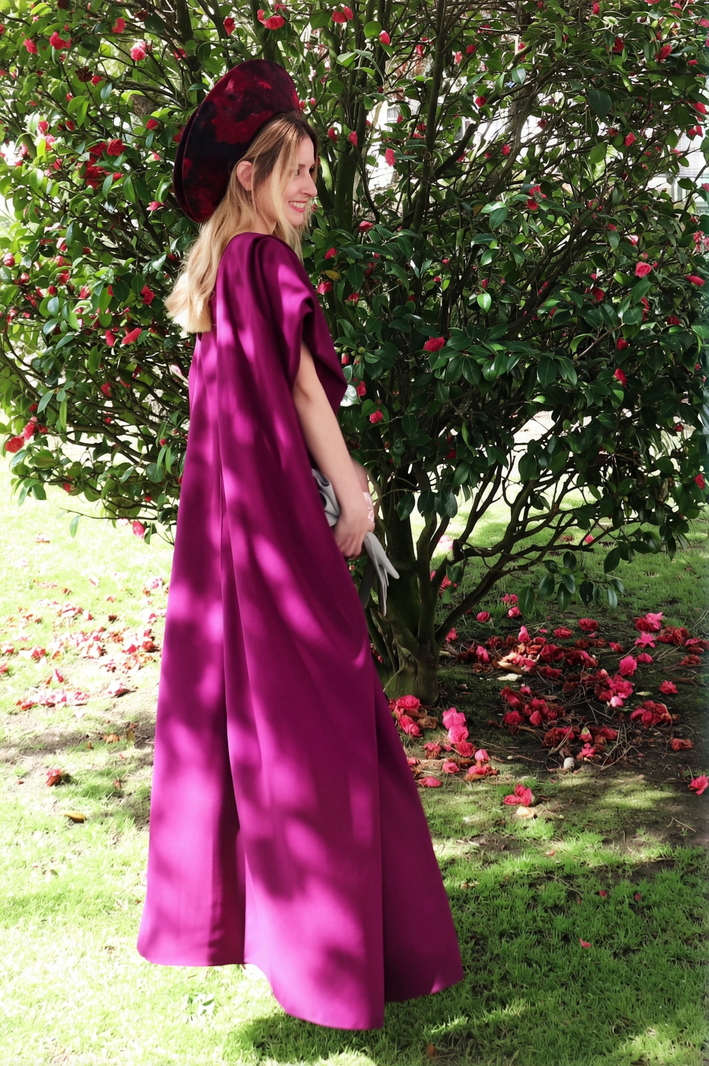 Vestido Zen con Chal burdeos