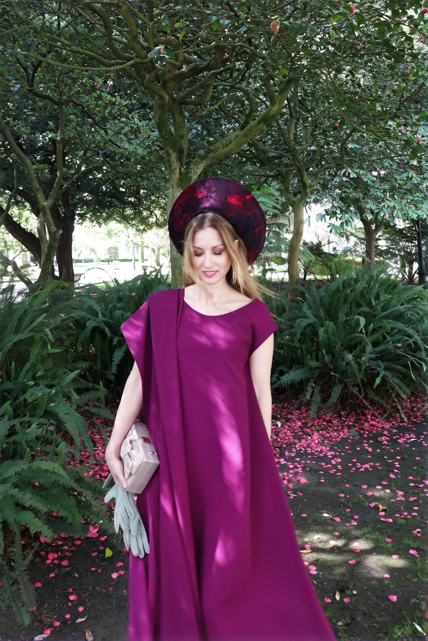 Vestido Zen con Chal burdeos
