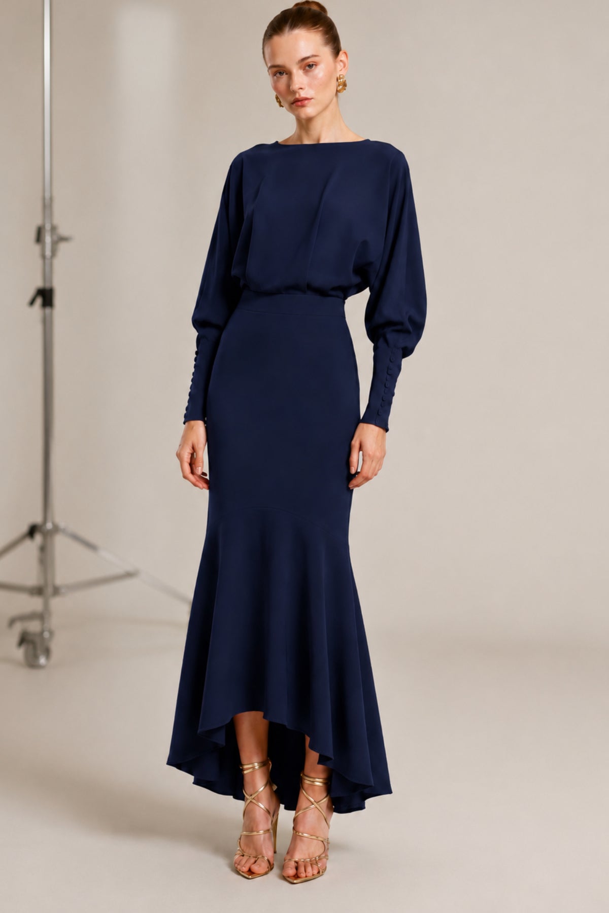 Vestido midi Iko marino