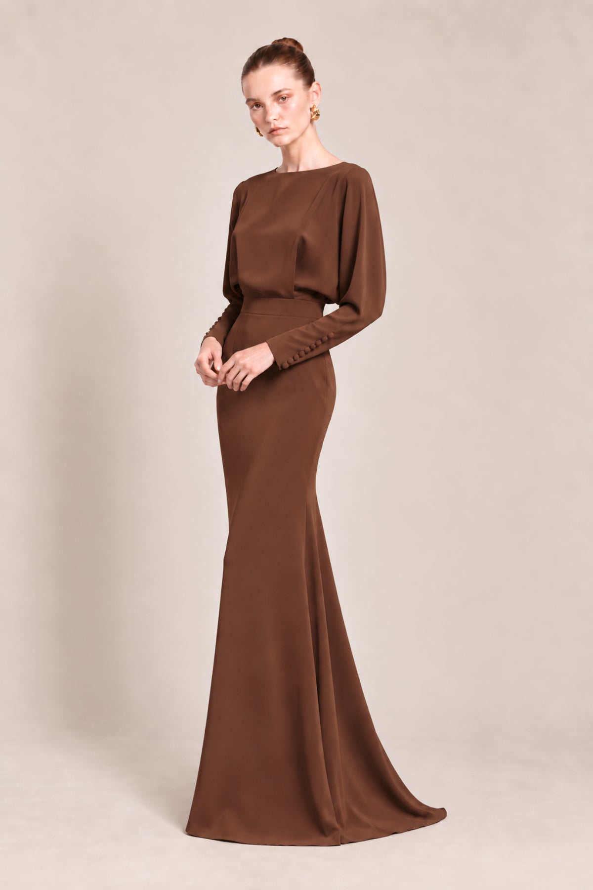 Vestido Heloisa marrón chocolate
