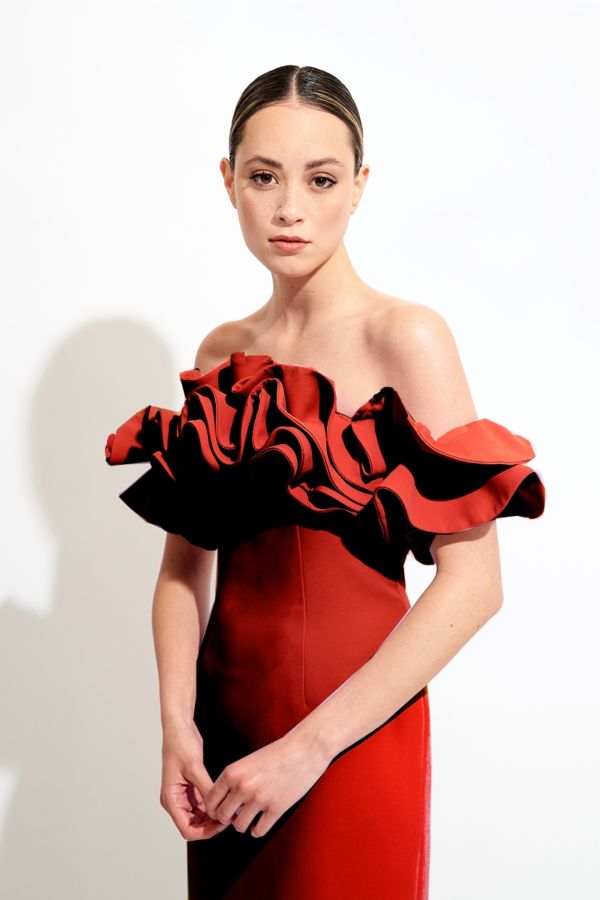 Colección Novias Bouret Novias Vestido Invitada Nomeolvides Rojo