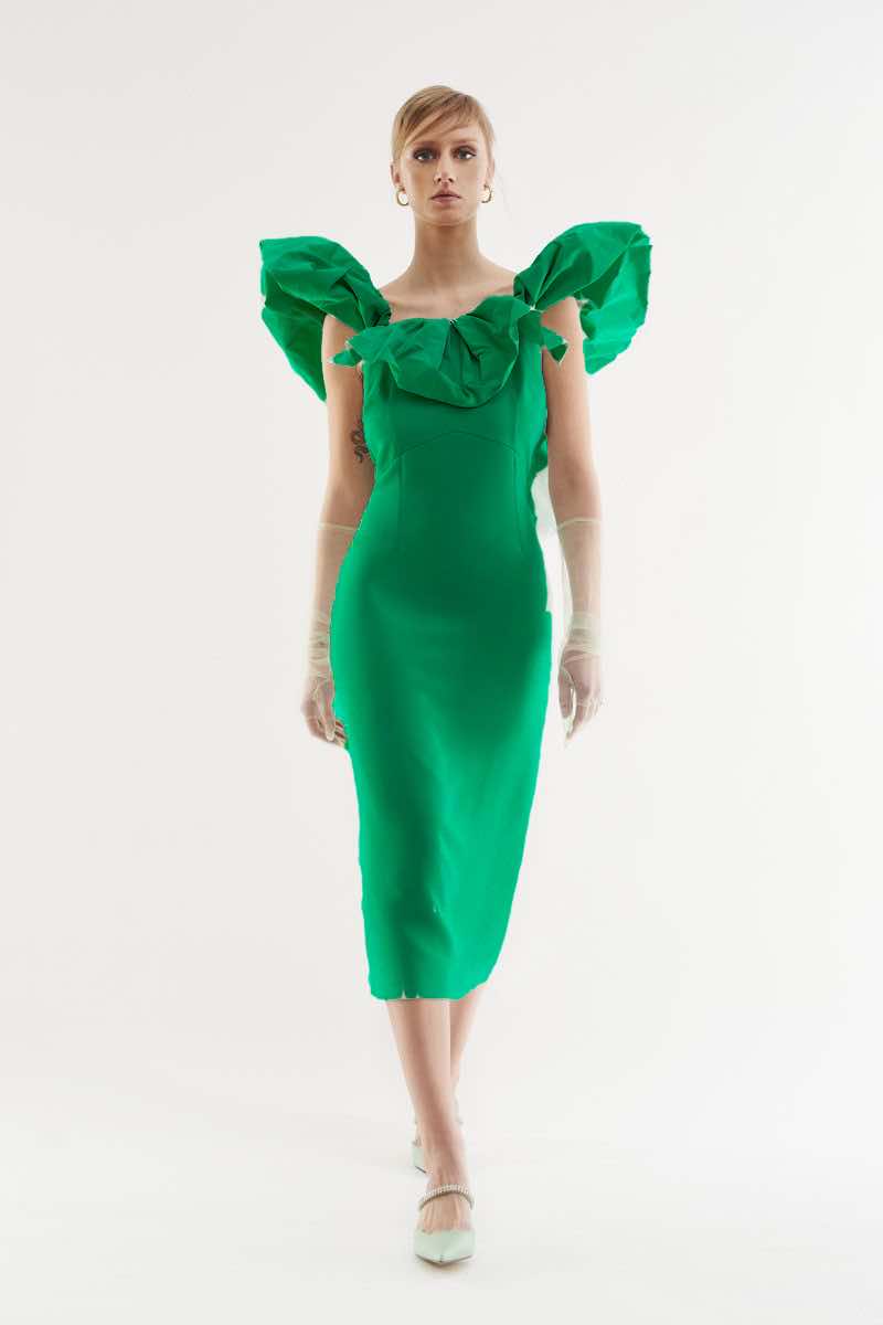 marella green dress Marella | Woman - Open-knit asymmetrical dress - Green