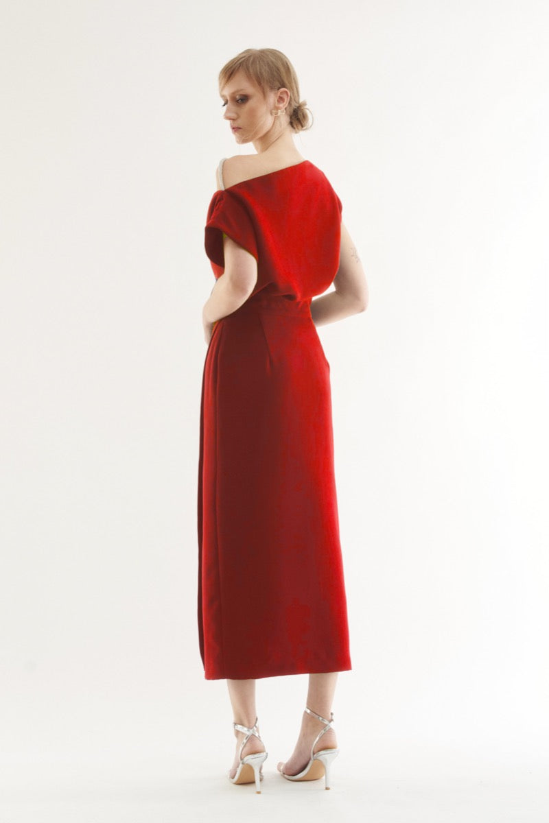 Vestido invitada Luna diamante rojo – Boüret - Main Image